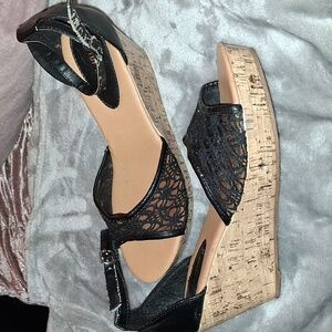 Top Moda Ankle Strap Open Toe Wedge 8 1/2